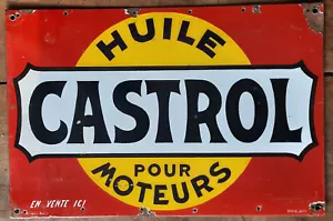 Ancienne plaque émaillée CASTROL Huile Moteurs pneu automobile garage 60x40cm - Imagen 1 de 4