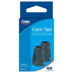 Carex Black Cane Tips 3/4" Metal Reinforced , 1 Pair 2 Count (FGA718-00) - Picture 1 of 2