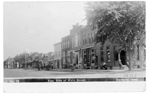 1908 RPPC Postcard East Side of Main Street Danbury, Iowa Posted Original - Picture 1 of 2