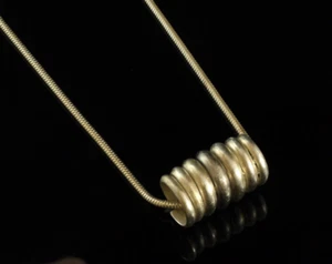 925 Sterlingsilber mit Palladium Anhänger Spirale Rolle auf Schlangenkette 45 cm - Bild 1 von 4