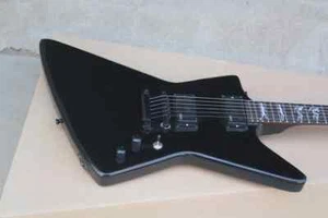 Gloss Black Explorer Electric Guitar Wolf Inlay Active Pickup & 9V Battery - Picture 1 of 7