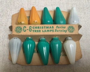 Vintage GE Indoor C6 Replacement Bulbs 10 Assorted Ribbed Block Logo Tested - Picture 1 of 4