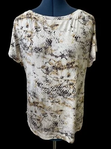 St. John Jersey-Top Schlangenmuster Kurzarm U-Boot-Ausschnitt Capsule Reise elegant S - Bild 1 von 6