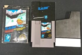 Slalom Black Box Nintendo NES, 5 Screw hangtab CIB complete in box w/ manual
