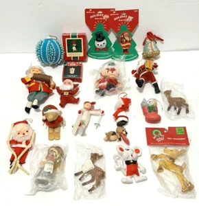 Vintage 1970's Christmas Ornaments Lot Felt Holiday Santa Handmade 21 Pieces - Picture 1 of 8