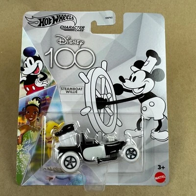 Hot Wheels Character Cars Disney 100 Steamboat Willie Black 1:64 Diecast 2023 - Image 1 of 4
