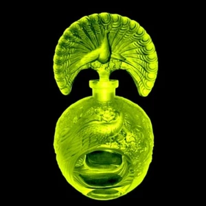Art Deco Uranium Glass Collectible Perfume Bottle 1930' H.Hoffmann - Picture 1 of 2