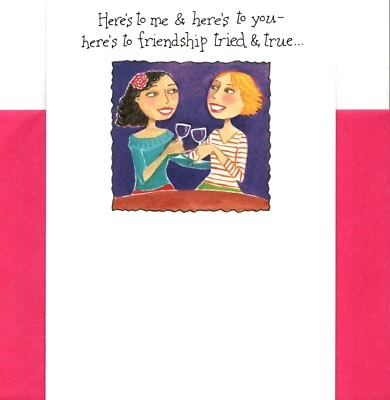 Friendship Best Friend Friends Tried & True Wine Theme Greeting Card - Image 1 of 3
