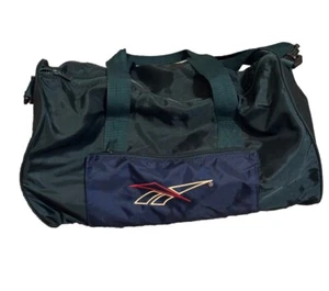 Vintage 80s 90s REEBOK Green Nylon Duffle Gym Carry-On Luggage Bag 18” - Picture 1 of 7