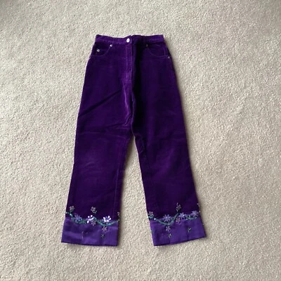 PANTALONES LAURA ASHLEY NIÑAS, 6, ASPECTO Y TACTO TERCIOPELO MORADO, CUENTAS, LENTEJUELAS Foto 1 de 4