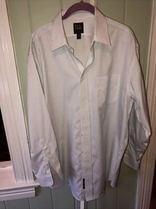 Men’s JoS. A. Bank Traveler Blue White Striped Button Up Shirt - Size 17 33 - Picture 1 of 5
