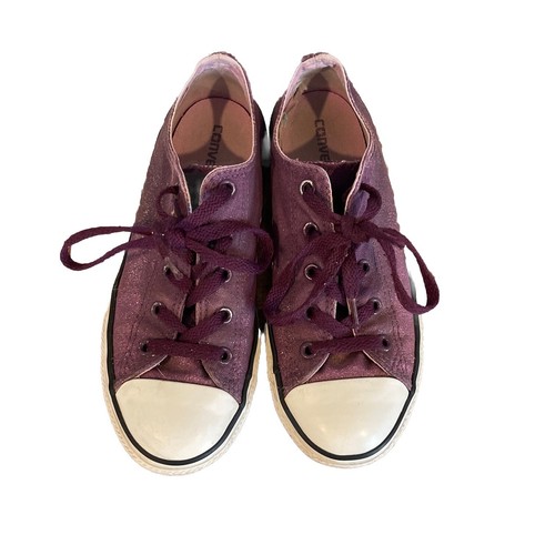 Scarpe basse viola glitter Converse All Star junior taglia 3 doppia lingua