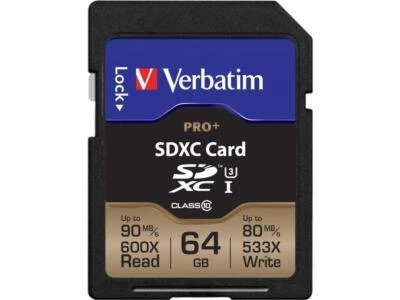 Verbatim Memory Card SDXC 90MB/s Read Speed 64GB BK/GD 49197 - Image 1 of 4