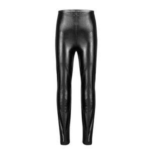 Kids Girl Metallic Leggings Stretchy Shiny Pants Party Dance Dancing Leggings - Picture 1 of 25