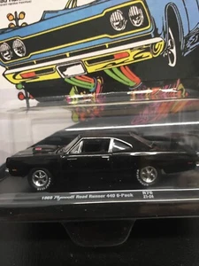 `M2 1:64 1969 Plymouth Road Runner 440 6-Pack /R76 / Black - Picture 1 of 3