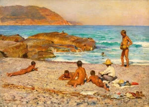 high quality oil painting handpainted on canvas "Boys Bathing" - Picture 1 of 1