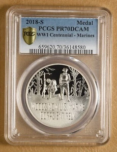 2018 WWI Silver Medal 'Marines' PCGS PR70DCAM - Picture 1 of 2