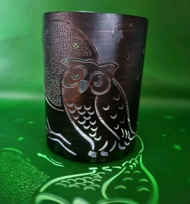 Candelabro de búho de 6" cilindro de metal mejores hogares y jardines búhos de bronce Foto 1 de 3