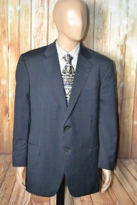 Canali Men Black Wool Check Plaid 2 Front Button Sports Coat Sz 42L - Picture 1 of 13