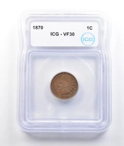 1870 Indian Head Cent VF30 ICG *2685 - Picture 1 of 3