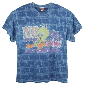 Vtg 90s Looney Tunes T-Shirt Tweety Bird Blue XL No Way, No How Warner Bros 1998 - Picture 1 of 6