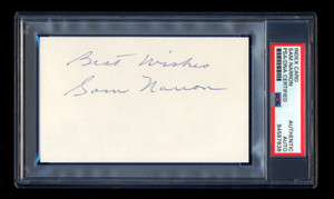 SAM NARRON SIGNED MINT INDEX CARD PSA/DNA 1942 ST LOUIS CARDINALS WSC PIRATES