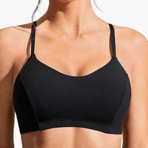 CRZ YOGA Bikini Top V Neck Crisscross Bathing Suit Swim Padded,Black, Large, NWT - Picture 1 of 7