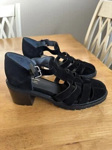 Seychelles Latchkey Lug Sole Heeled Fisherman Suede Sandals Ankle Buckle Black 8 - Picture 1 of 9