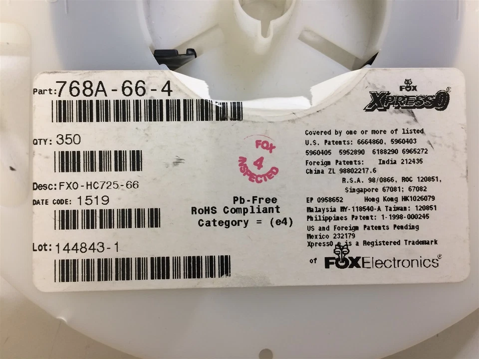 FXO-HC725-66MHZ FOX FXO-HC725-66 CRYSTAL OSC SMD ROHS 6 PIECES - Image 1 of 1