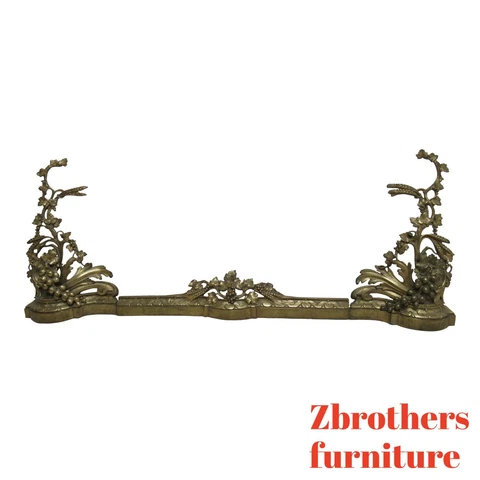 Vintage 3 Piece Gold Gilt Ornate French Regency Fireplace fender Set Cover