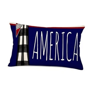 American Flag Throw Waist Pillow Cases 20" x 12" (Pack of 1) Navy American - Picture 1 of 8
