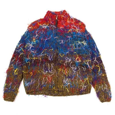 Cardigã Maison Martin Margiela 1 10 colorido feito à mão malha com zíper tamanho P (K-1... - Imagem 1 de 4