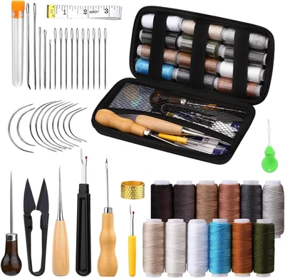 YSWOVUO Leder Nähset, 48-Teiliges Hochleistungs Leder Werkzeug, Ledernähset Mit
