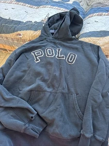 Sudadera con Capucha Universitaria Polo Ralph Lauren XXL Parche de Fieltro Deletrear Bolsillo Canguro De Colección - Imagen 1 de 5