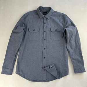 Burton Brighton Premium Flannel Shirt Men Medium Charcoal Chamios Otganic Cotton - Picture 1 of 18
