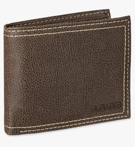 Levi's Bifold Men’s Leather Wallet Brown Stitched 10 Card Slots RFID Protection - Picture 1 of 14