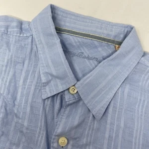 Tommy Bahama Men's XXL 100% Linen Blue Stripe Short Sleeve Button Front Shirt - Picture 1 of 5