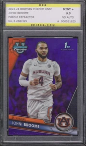 2023-24 Bowman Univ 1st Chrome Purple Refractor /399 Johni Broome #6 OCG 9.5 - Picture 1 of 2