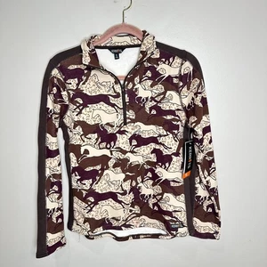 Kerrits Kids Plush Printed Fleece half zip Size XL Horse Equestrian Warm NWT - Picture 1 of 11