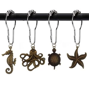 Shower Curtain Hooks for Ocean Themed Bathroom Decorative - Rust Proof Rings ... - Picture 1 of 5