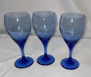 Libbey Cobalt Blue Teardrop Goblets / Wine Glasses. Set of 3. - Picture 1 of 5