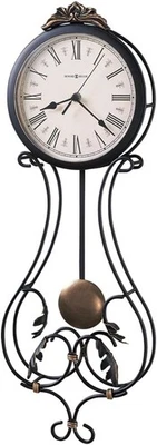 Howard Miller Paulina Wall Clock, Gray Finishes with Golden Pendulum & Quartz Mo - Image 1 of 4