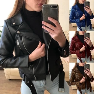 Abrigo Mujer Top Otoño Corto Cuero Chaqueta - Imagen 1 de 25