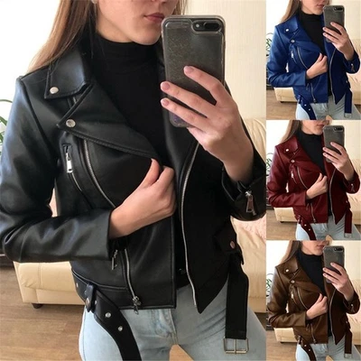 Coat Women's Top Autumn Short Leather Jacket - Image 1 of 4