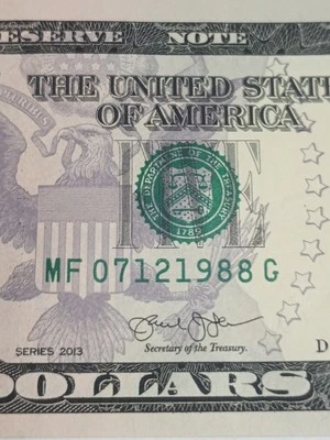 2013 $5 F ATLANTA BEP MF-G BLOCK TRUE BIRTHDAY NOTE JULY 12 1988 (MF07121988G) - Image 1 of 4