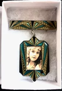 Art Deco sehr einzigartige Fotobrosche mit Stiftaufsatz GRÜN (Foto kann geändert werden) - Bild 1 von 2
