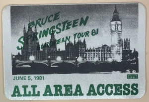 BRUCE SPRINGSTEEN 1981 Backstage Pass Wembley Arena London 6/5/81 - Picture 1 of 1