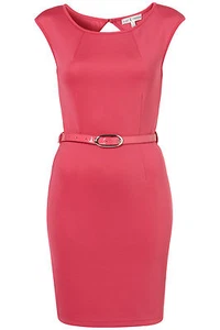 BNWT RARE HOT PINK BELTED SCUBA BODYCON DRESS SIZE 14 Rrp £42 TOP SALE PARTY - Picture 1 of 3