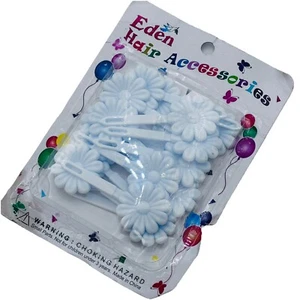 Eden Hair Accessories White Daisy Barrettes Hinged Unopened Plastic Vtg 18 Pcs - Picture 1 of 7