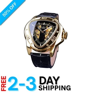 Unique Triangle Racing Dial Mechanical Watch - Men's Fashionable Leather Style - Picture 1 of 10